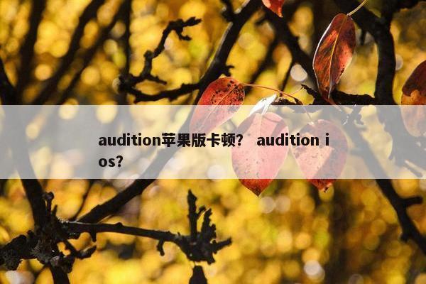 audition苹果版卡顿? audition ios? audition苹果版卡顿? audition ios?