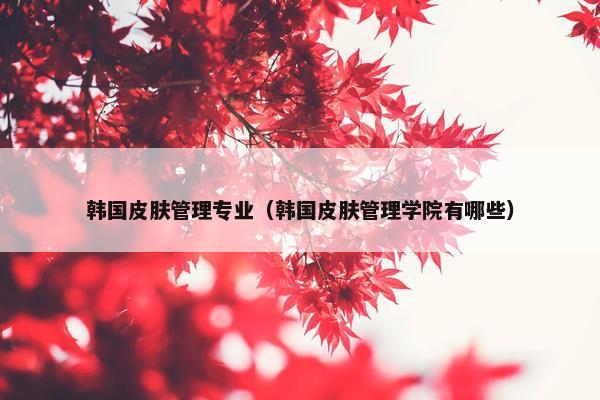 韩国皮肤管理专业（韩国皮肤管理学院有哪些）