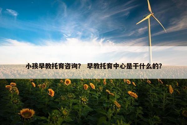 小孩早教托育咨询？ 早教托育中心是干什么的？