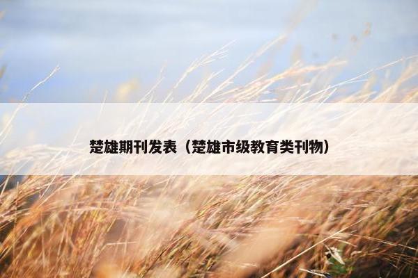 楚雄期刊发表（楚雄市级教育类刊物）