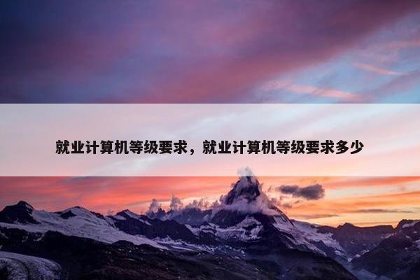 就业计算机等级要求，就业计算机等级要求多少