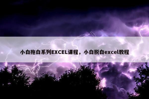 小白拖白系列EXCEL课程，小白脱白excel教程