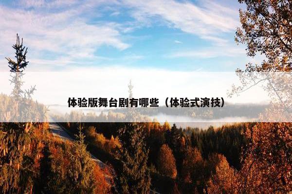 体验版舞台剧有哪些（体验式演技）