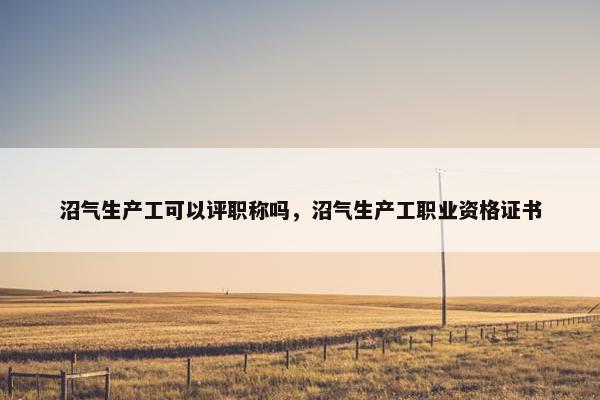 沼气生产工可以评职称吗，沼气生产工职业资格证书