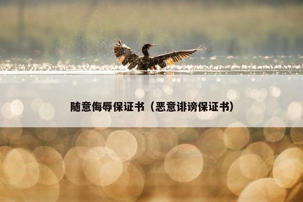 随意侮辱保证书（恶意诽谤保证书）