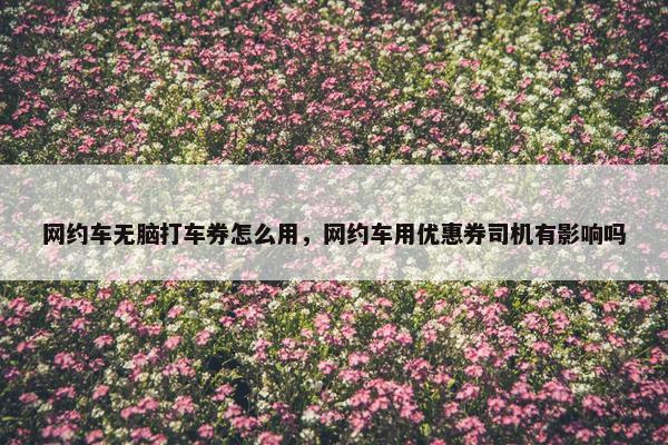 网约车无脑打车券怎么用，网约车用优惠券司机有影响吗