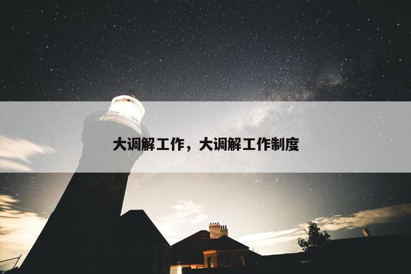 大调解工作，大调解工作制度