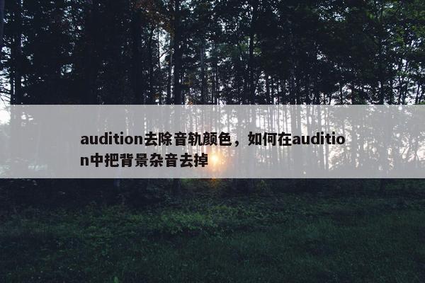 audition去除音轨颜色，如何在audition中把背景杂音去掉