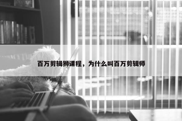 百万剪辑狮课程，为什么叫百万剪辑师