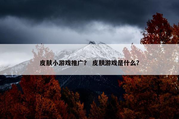 皮肤小游戏推广？ 皮肤游戏是什么？