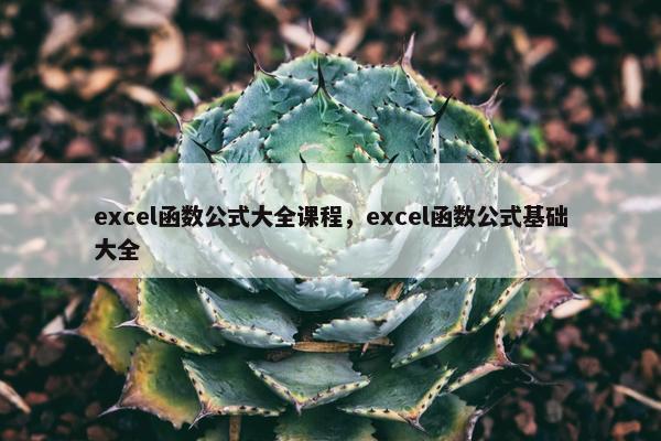excel函数公式大全课程，excel函数公式基础大全
