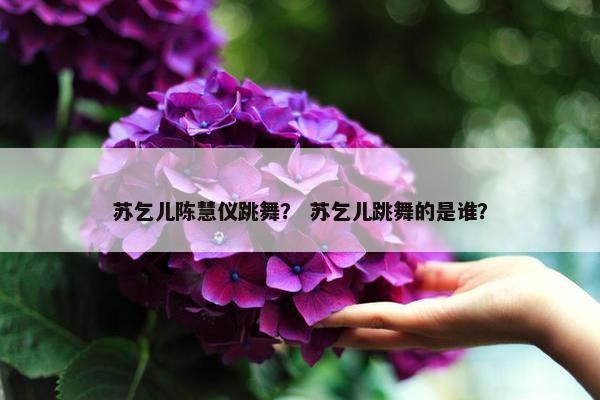 苏乞儿陈慧仪跳舞？ 苏乞儿跳舞的是谁？