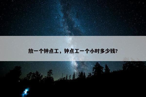 放一个钟点工，钟点工一个小时多少钱?